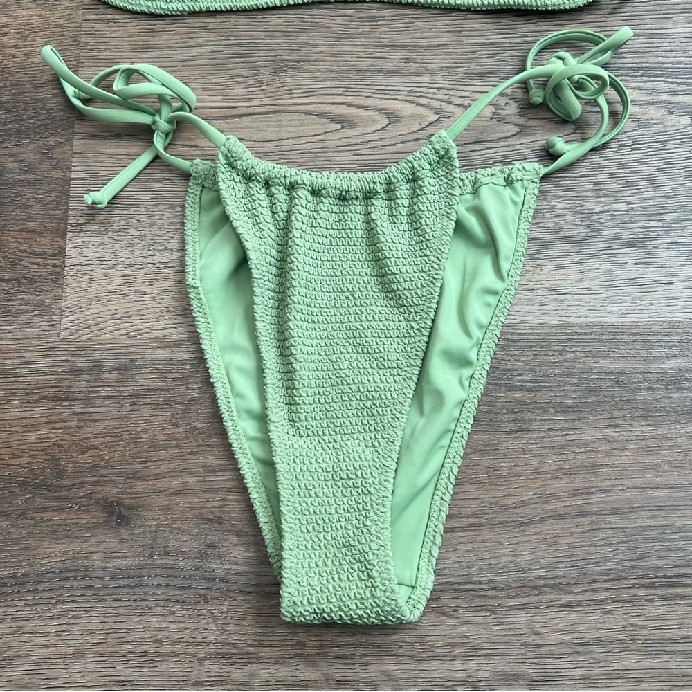 LA Hearts by PacSun Green Textured Bikini Set Top Medium / Bottoms Small Summer - Picture 6 of 8